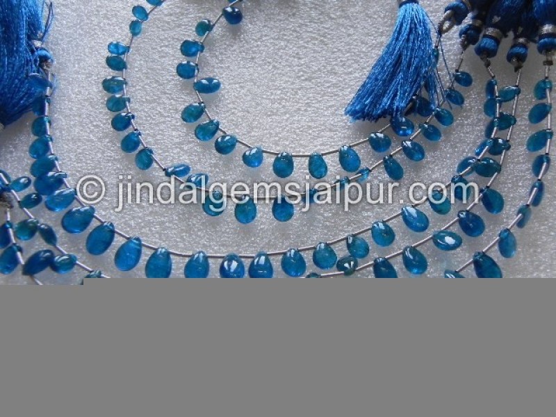 Neon Blue Apatite Plain Pear Beads